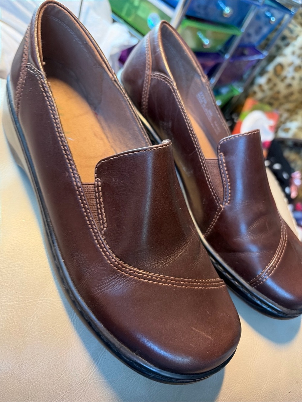 Women’s Brown Genuine Leather Slip-On Loafers Size 8M.  New!